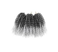 Pelucas cortas de 8 pulgadas, 3 mechones de cabello rizado de ganchillo for mujeres negras, peluca trenzada rizada Easy Installation and Removal(Gray)