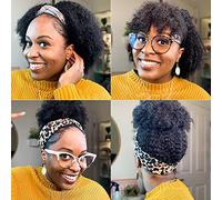 Pelucas cortas de cabello humano rizado para mujeres negras Natural afro rizado de con venda 12 pulgadas Rizado Cabello humano Afro pelucas 1B