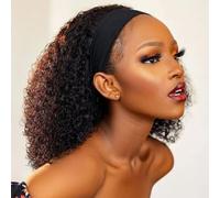 Pelucas cortas de cabello humano rizado para mujeres negras Natural afro rizado de con venda 14 pulgadas Rizado Cabello humano Afro pelucas 1B