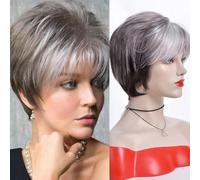 Pelucas cortas de cabello para mujeres europeas y americanas, con flequillo, de fibra química, a la moda, 7296, 6 pulgadas