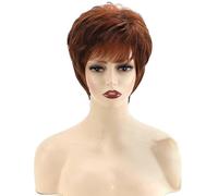 Pelucas cortas de color rojo y marrón para mujer, fibra esponjosa resistente al calor, no se deforma fácilmente, peluca corta roja con flequillo, transpirable, cómoda, adecuada para fiestas diarias
