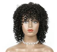 Pelucas cortas de corte Pixie para mujer con flequillo, sintéticas, resistentes al calor, cómodas y transpirables, pelucas cortas rizadas africanas pequeñas, adecuadas para re(D-12 pulgadas)