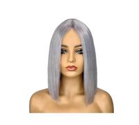 Pelucas Cortas Sin Pegamento, 13x4, Transparentes, Con Encaje Frontal, Cabello Humano, Corte Bob, For Mujeres Negras, Cabello Liso. Adorno de pelo para mujer(Grey,10inch)