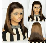 Pelucas cortas y rectas de color T4-350-4 de densidad 250% Peluca de encaje frontal HD 13x4 para mujeres Peluca de cabello humano brasileño de color - 16 pulgadas - 250% - T4-30-4