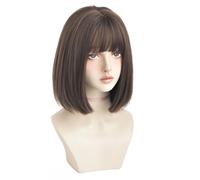 Pelucas cortas y rectas Pelucas de pelo sintético natural Peluca de mujer resistente al calor para fiesta de cosplay Estilo marrón cálido2, short recto
