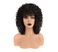 Pelucas cortas y rizadas para mujeres negras, peluca afro rizada sintética de primera calidad con flequillo para mujeres negras, peluca corta natural para uso diario y cosplay