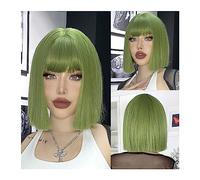 Pelucas Cosplay Lolita fiesta resistente al calor diario pelo Natural verde corto Bob pelo sintético peluca for mujer con flequillo rubio degradado rosa Peluca de mujer
