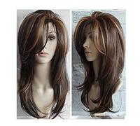 Pelucas Cosplay Ombre Brown Pelucas Mujer Peluca Larga Ondulada Voluminosa Peluca Natural Suave Peluca para Fiesta Diaria