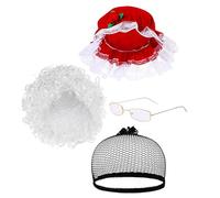 Pelucas de abuela para mujer, peluca blanca de Navidad para mujer, gorro de cosplay, peluca, gafas y redes para el pelo para