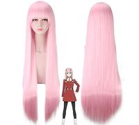 Pelucas de anime DARLING in the FRANXX 02 Peluca de cosplay 100cm Largo Rosa Pelo sintético Traje de fiesta de Perucas Peluca + Gorra de peluca