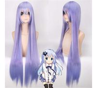 Pelucas de anime Kafuu Chino Black Butler2 Hannah Annafellows Peluca de cosplay Púrpura claro Largo y recto Pelo sintético Fiesta Disfraz Peluca