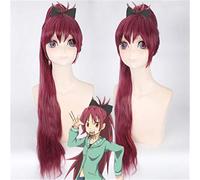 Pelucas de anime Puella Magi Madoka Magica.sakura Kyouko Peluca Cosplay Disfraz Vino Rojo Pelo sintético con clip de garra de 80 cm Cola de caballo