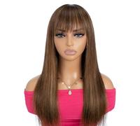 Pelucas de cabello humano castaño, densidad 150, liso, suave, no se cae ni se enreda. Wiglets(32 inch)