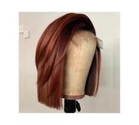 Pelucas de cabello humano castaño rojizo, 13x4, con encaje frontal, estilo bob, for mujeres negras, Remy, de 10 a 16 pulgadas Adorno de pelo para mujer(10inch)