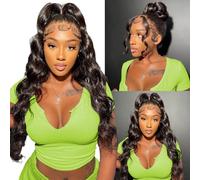 Pelucas de cabello humano con encaje frontal 360, con correa oculta, ondulada, peluca de encaje frontal prearrancada, peluca de cabello humano de densidad 200 HD, encaje frontal completo 360, pelucas