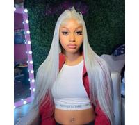 Pelucas de cabello humano con encaje frontal transparente de 13 x 6 de color gris 613 para mujeres Pelucas de encaje completo sin pegamento Peluca de encaje frontal de 13 x 4 de 16 pulgadas