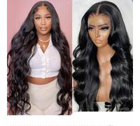 Pelucas de cabello humano con frente de encaje transparente HD 13X6 para mujeres Pelucas de cabello Ondulado corporal Pelucas frontales de encaje 13x4 Pre desplumadas - Peluca frontal 13x4-30 pulgad