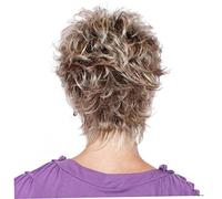 Pelucas de cabello humano corto, peluca corta rubia esponjosa en - peluca sintética ajustable transpirable (oro ceniza) - pelucas de pelo