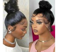 Pelucas de cabello humano de 32 36 pulgadas, rectas, transparentes, 13 x 4, 360 de encaje frontal para mujeres, peluca brasileña sin pegamento, prearrancada, 180% - Peluca de encaje 13 x 4, 14 pulg