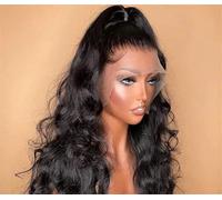 Pelucas De Cabello Humano Frontal De Encaje De Densidad 180 Para Mujer Pelucas Prearrancadas Peluca De Encaje Sin Pegamento Con Ondas De Cuerpo Transparente Brasileño 24inches#360 HD Lace Wig