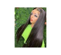 Pelucas de cabello humano lacio con encaje frontal transparente HD de 13 x 4 pulgadas, densidad 180, sin pegamento, para mujer, color natural, uso diario (22 pulgadas)