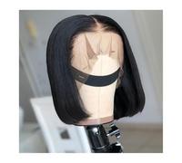 Pelucas De Cabello Humano Liso Con Corte Bob Corto, Peluca Frente Encaje 13x4, Remy Brasileño 8 A 16 Pulgadas, Sin Pegamento for Mujeres Extensiones de cabello(12inches)