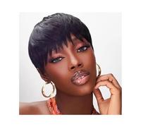 Pelucas de cabello humano Peluca corta de pelo corto Pixie de cabello humano con corte en capas for mujer de 4 pulgadas Pelucas para mujeres