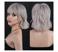 Pelucas De Cabello Humano Peluca corta Peluca rubia for mujer Peluca de pelo sintético de fiesta diaria con fibra resistente al calor Pelucas Para Mujer(MW1049-1)