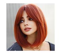 Pelucas de cabello humano Peluca corta recta marrón rojiza for mujer, peluca de fibra resistente al calor for fiesta diaria, parte media sintética, Rubio, Cosplay de Lolita Pelucas para mujeres