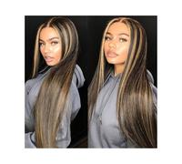 Pelucas de cabello humano Peluca de cabello humano liso con encaje frontal de 13x4, 1B/27, prearrancada, color rubio ombré. Pelucas para mujeres(20inches)