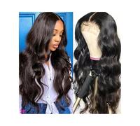 Pelucas de cabello humano Peluca femenina de pelo largo con raya al medio, 26 pulgadas de largo, sintética, ondulada y suelta, resistente al calor. Pelucas para mujeres(103F-dark brown)