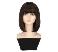 Pelucas De Cabello Humano Peluca Mujer Moda Top Pelo Corto de Cabeza Completa Señora Recta Peluca de Pelo Corto Peluca sintética de Fiesta Diaria Pelucas Para Mujer(A)