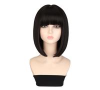 Pelucas De Cabello Humano Peluca Mujer Moda Top Pelo Corto de Cabeza Completa Señora Recta Peluca de Pelo Corto Peluca sintética de Fiesta Diaria Pelucas Para Mujer(B)