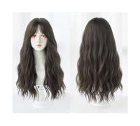 Pelucas De Cabello Humano Peluca ondulada negra y marrón natural for mujer, peluca ondulada larga y rizada, peluca de fibra sintética resistente al calor de aspecto natural, adecuada for fiestas y cit