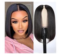 Pelucas De Cabello Humano Peluca Sin dejar de lado Pelucas de cabello humano corto recto for mujeres Peluca de parte actualizada sin cola Pelucas de cabello Pelucas Para Mujer(10 inch)