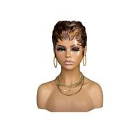 Pelucas de cabello humano Pelucas 430 de color, corte pixie corto, cabello humano ondulado, pelucas brasileñas, bob corto. Pelucas para mujeres