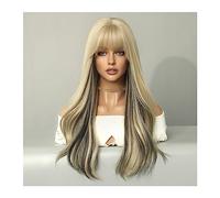 Pelucas de cabello humano Pelucas sintéticas rizadas largas Rubio con pelucas de cabello natural negro Parte media for mujeres Uso for Cosplay Diario Lolita Resistente al calor Pelucas para mujeres