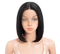 Pelucas de cabello humano recto hueso negro 13x1 parte T parte frontal de encaje para mujeres, cabello Remy brasileño de 180 densidad, pelucas sin cola agrega volumen al cabello(45,5 cm)