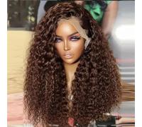 Pelucas De Cabello Humano Rizado Marrón Para Mujeres 13X4 13X6 Pelucas Frontales De Encaje HD De Onda Profunda Cabello Humano Brasileño Prearrancado 13x4 HD Frontal Wig 18inches#180