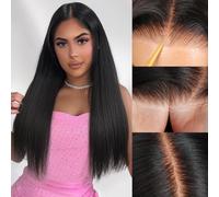 Pelucas de cabello humano sin pegamento, precortadas, precortadas, 7 x 4, peluca frontal de encaje frontal con cierre, cabello humano de 180 % de densidad, para mujer, 22