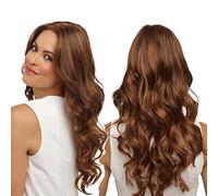 Pelucas de Color Marrón Claro Ombre para Mujer, Peluca Larga Ondulada, Peluca Sintética Resistente Al Calor, Pelucas Largas de Color Marrón Claro para Uso Diario en Fiestas