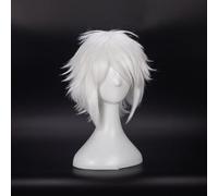 Pelucas De Cosplay De Anime Para Tokyo Ghoul Juzo Suzuya Juuzou Pelo Sintético Corto Blanco Puro Resistente Al Calor Con 5 Horquilla Roja