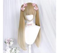 Pelucas De Cosplay Para Mujer, Cola De Caballo Extraíble Con, Pinza Para El Pelo, Peluca Corta Bob + Colas De Caballo Largas Y Rectas, Peluca De Lolita De Anime De Halloween (Oro)