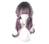 Pelucas de Cosplay,Pelucas de Fiesta,Pelucas de Di Pelucas de color morado y negro mezclado, peluca larga de ondas sueltas, cabello sintético resistente al calor for Halloween
