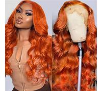 Pelucas de encaje frontal de jengibre naranja de 26 pulgadas, 13 x 4 pulgadas, peluca ondulada de color brasileño, pelucas virgenes de color brasileño para mujeres negras, peluca frontal de encaje HD