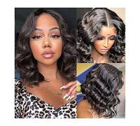 Pelucas de encaje ondulado 8-16 pulgadas pelucas de cabello humano brasileño para mujeres 5 × 1 T parte encaje natural peluca pre-preimpreada con cabello bebé onda cuerpo corto Bob encaje pelucas