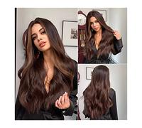 Pelucas de encaje ondulado Cabello sintético onda de agua larga Ombre marrón oscuro Parte media Pelucas for mujeres Pelucas de fiesta resistentes al calor sintético natural Pelucas de pelo sintético n