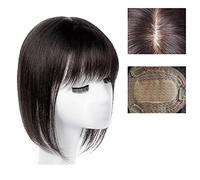 Pelucas de encaje ondulado La parte superior de la cabeza de la pieza de parche de cabello Real for personas mayores cubre el cabello blanco Real pieza de peluca de pelo corto for mujer pieza de peluc