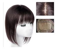 Pelucas de encaje ondulado La parte superior de la cabeza de la pieza de parche de cabello Real for personas mayores cubre el cabello blanco Real pieza de peluca de pelo corto for mujer pieza de peluc