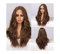 Pelucas de encaje ondulado Long Brown Lace Front Wig with Baby Hair 22 inches Wavy Part lace Synthetic Wigs for Women Natural High Density Heat Resistant Wavy Cosplay Wig Pelucas de pelo sintético nat